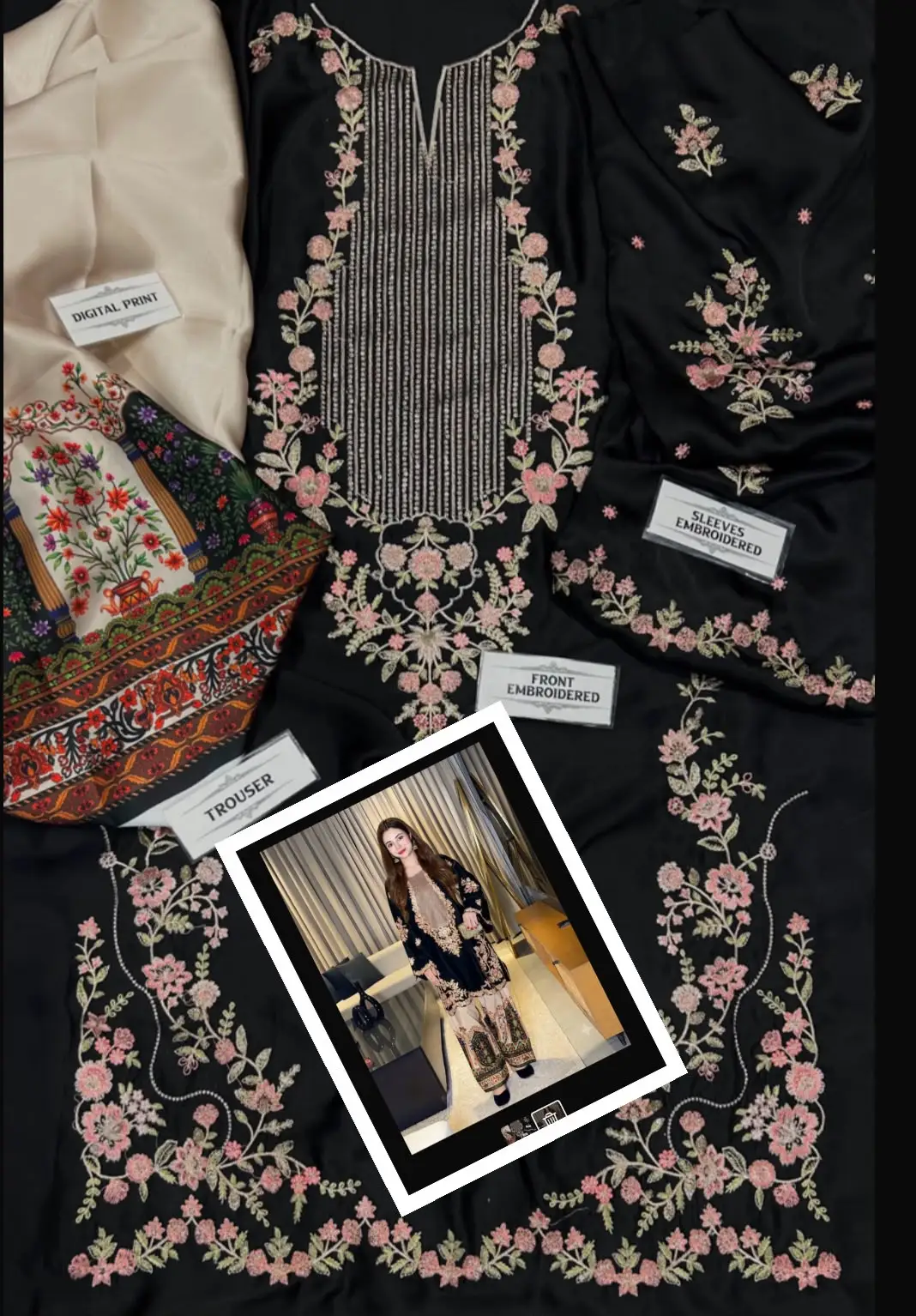 2 Pcs Women's Unstitched Embroidered Suit(AW)