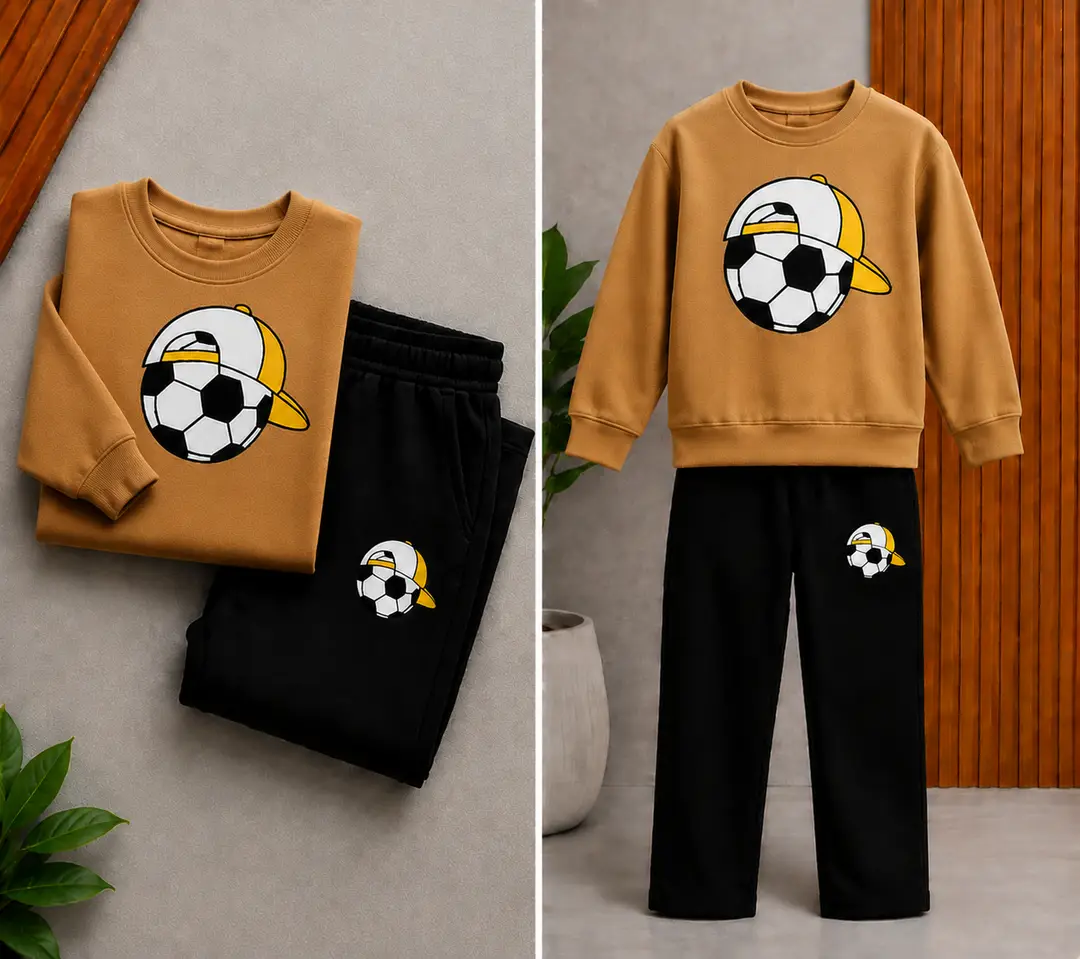 2 Pcs Boy's Cotton Fleece Printed Tracksuit