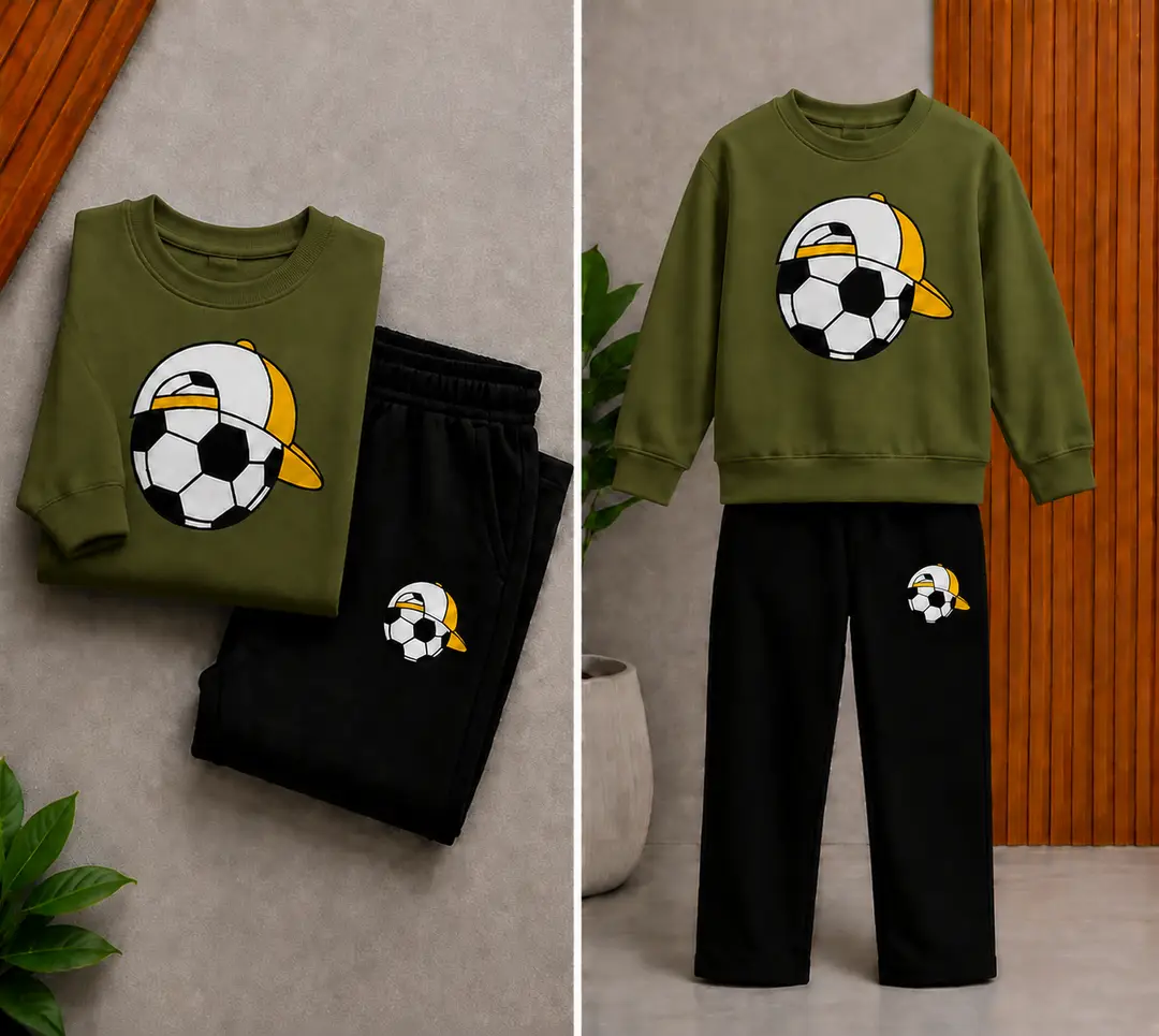 2 Pcs Boy's Cotton Fleece Printed Tracksuit