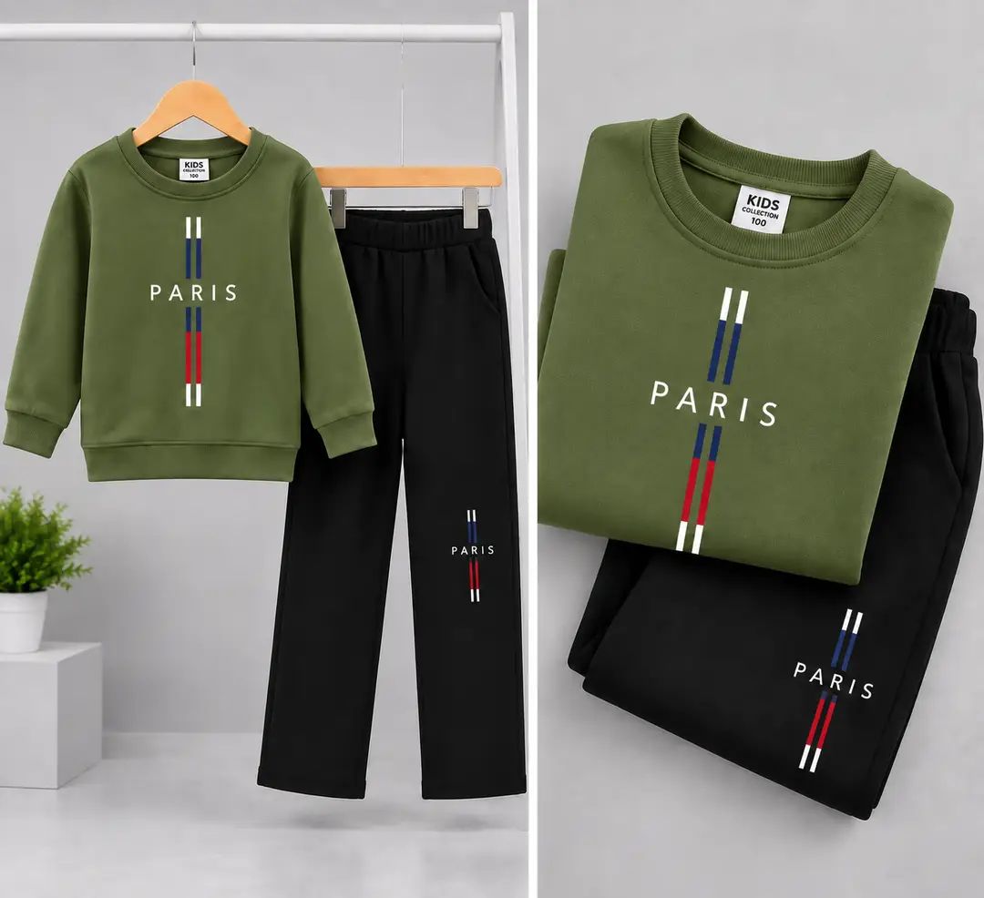 2 Pcs Boy's Cotton Fleece Printed Tracksuit