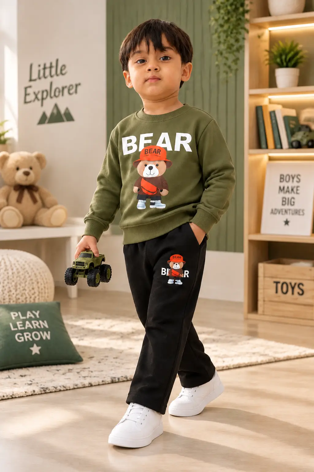 2 Pcs Boy's Cotton Printed Tracksuit