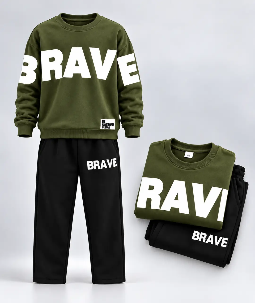 2 Pcs Boy's Fleece Printed Tracksuit