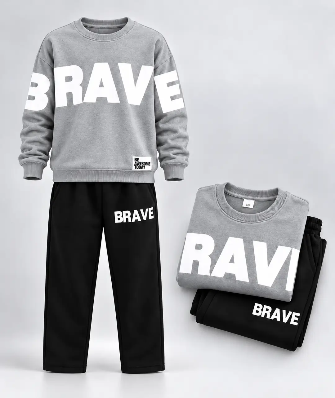 2 Pcs Girl's Fleece Printed Tracksuit