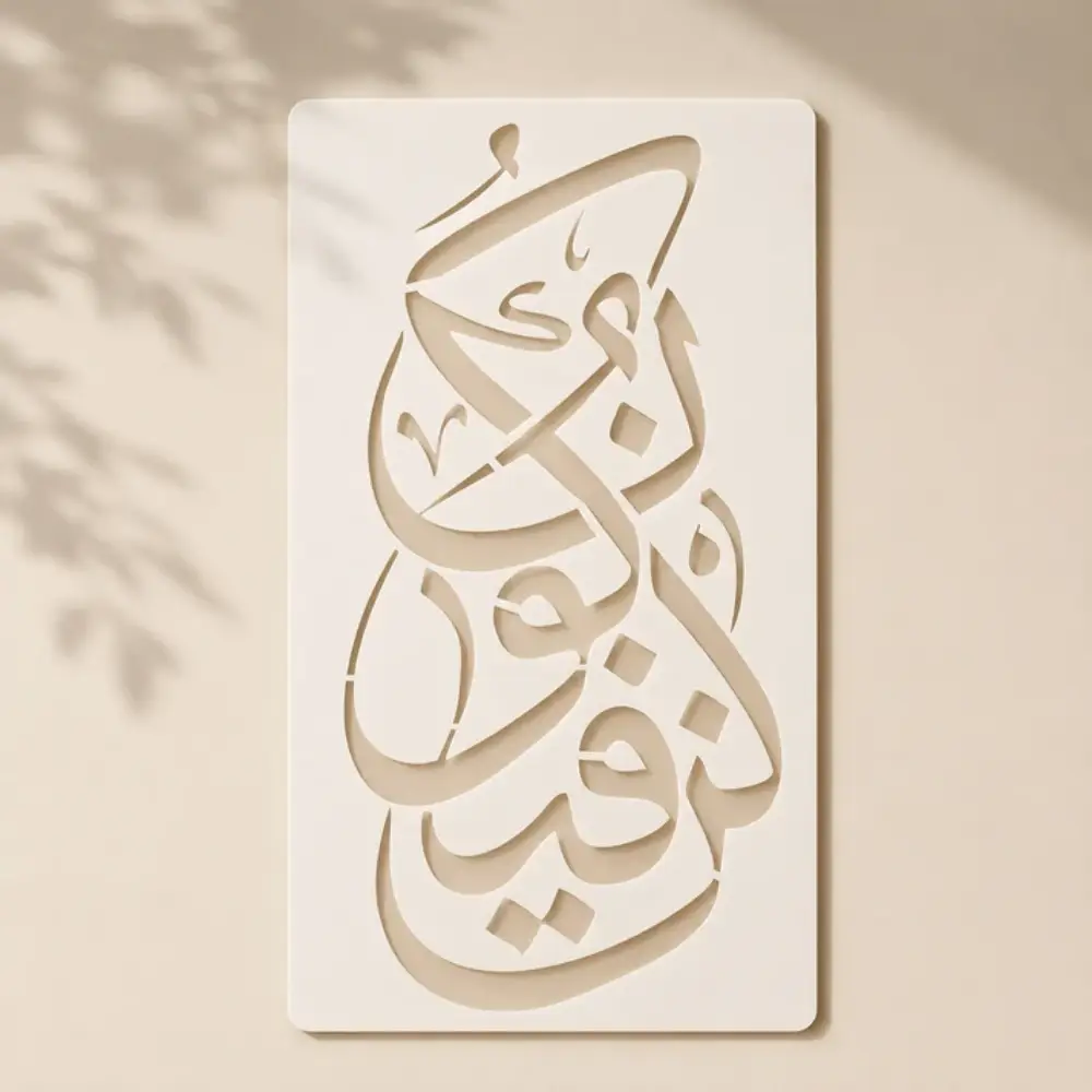 Casveena Kun Faya Koon Quranic Calligraphy Wall Painting Stencil Sheet - Reusable Islamic Art Cutout Template for DIY Wall Decor