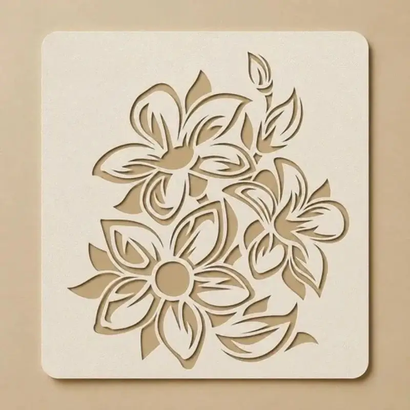 Casvena Floral Reusable Stencil for Wall & Canva