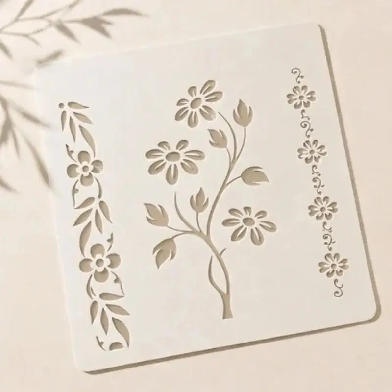 Casvena Floral Flower Reusable Stencil for Wall & Canva