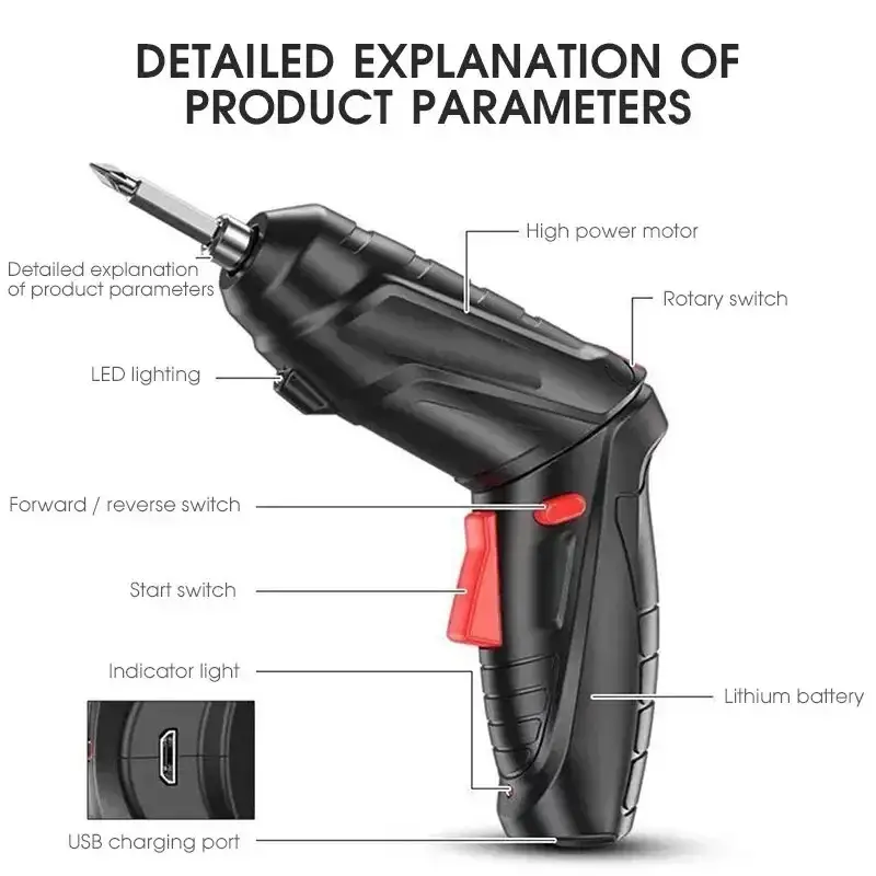 47 Pcs Cordless Electric Screwdriver Set Rechargeable