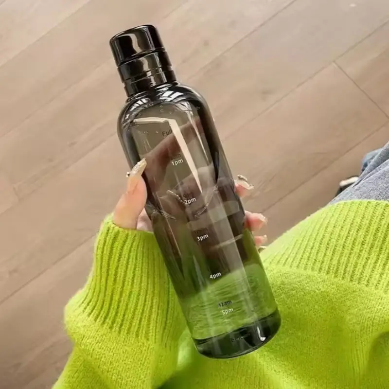 500ml/ Glass Water Bottle With Time Scale - Couple Glass Portable Bottle - Water Container Anti-drop - Outdoor Water Bottle