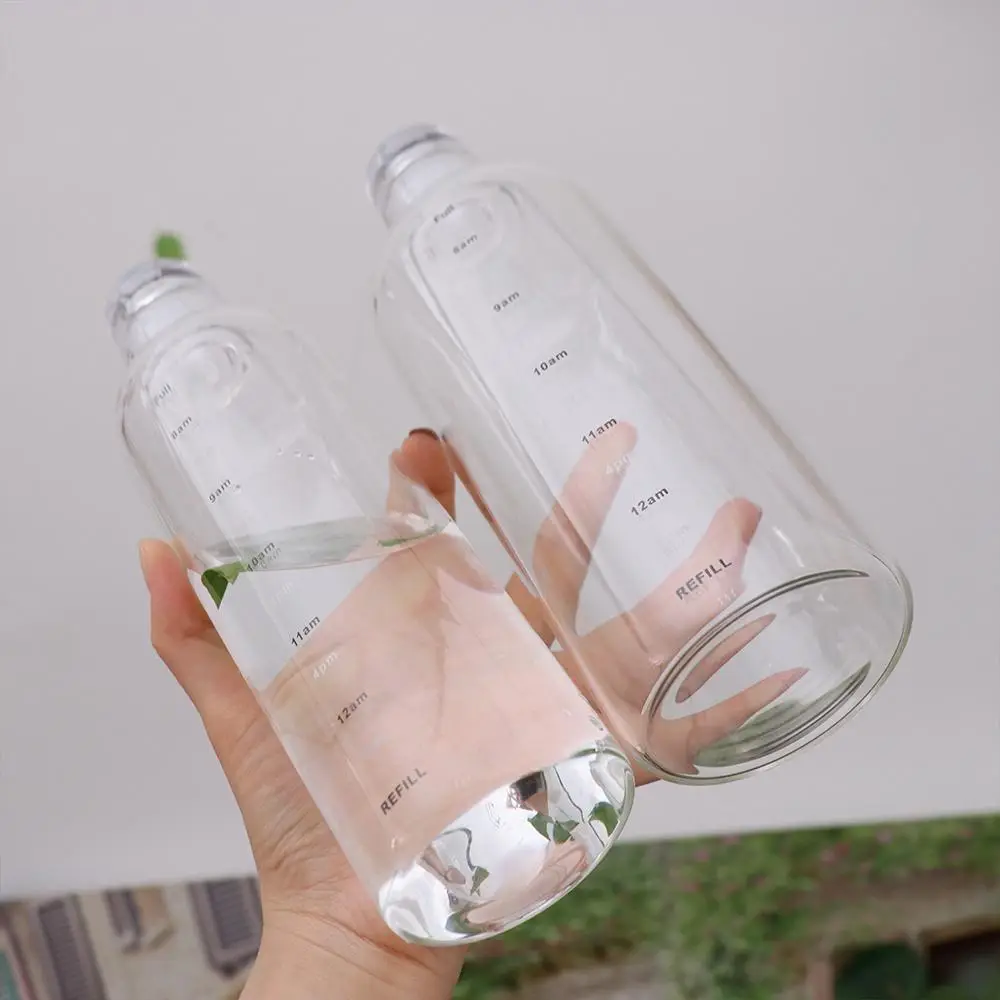 750ml/ Glass Water Bottle With Time Scale - Couple Glass Portable Bottle - Water Container Anti-drop - Outdoor Water Bottle