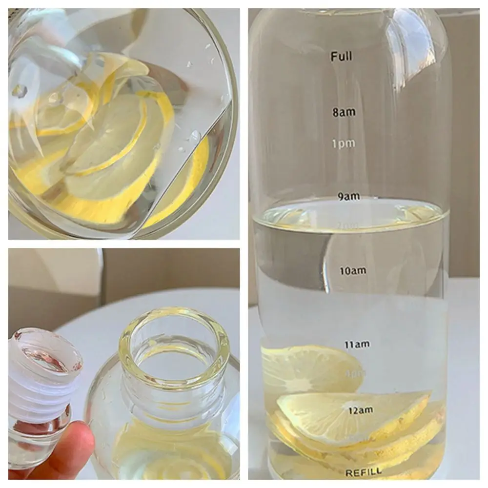 750ml/ Glass Water Bottle With Time Scale - Couple Glass Portable Bottle - Water Container Anti-drop - Outdoor Water Bottle