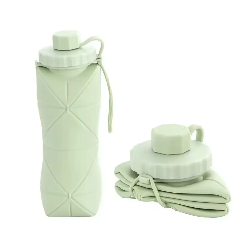 600Ml Foldable Silicone Water Bottle with Strap