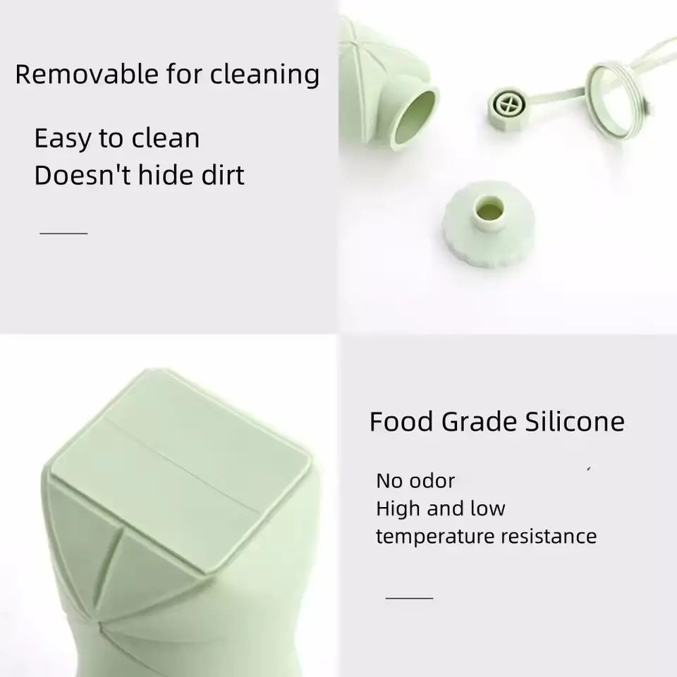 600Ml Foldable Silicone Water Bottle with Strap