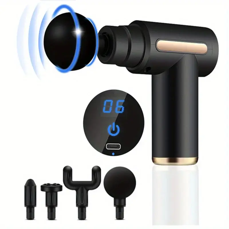 Mini Massage Gun Electric Deep Tissue Massager with 6 Speed Levels & Digital Display | Rechargeable Portable Muscle Massage Gun for Neck, Shoulder, Back & Legs