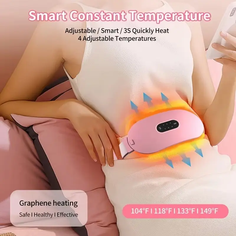 Period Pain Reliever Rechargeable Heating Belt - Waist Heating Pad Massager for Cramps Relief - Portable Menstrual Heating Pad for Pain Relief - Electric Menstrual Heating Pad with Adjustable Temperature