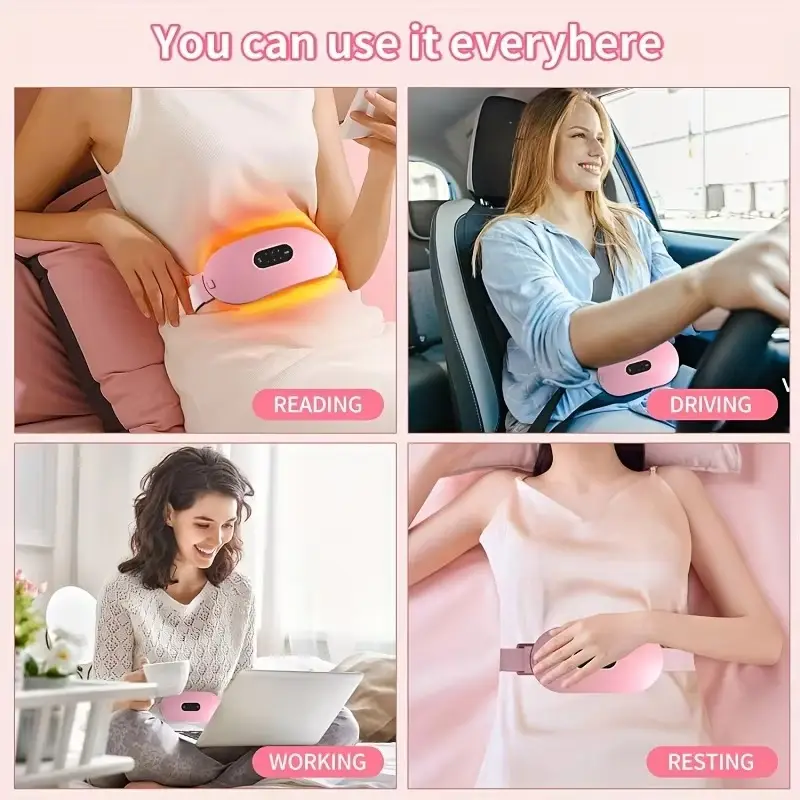Period Pain Reliever Rechargeable Heating Belt - Waist Heating Pad Massager for Cramps Relief - Portable Menstrual Heating Pad for Pain Relief - Electric Menstrual Heating Pad with Adjustable Temperature