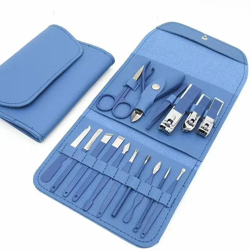 Professional 16 Pcs Manicure Pedicure Kit Full Function Grooming Kit Stainless Steel Spa Tools Kit Trimming Set – Nails Cutter Set – Scissors – Nippers With Foldable and Portable Leather Case