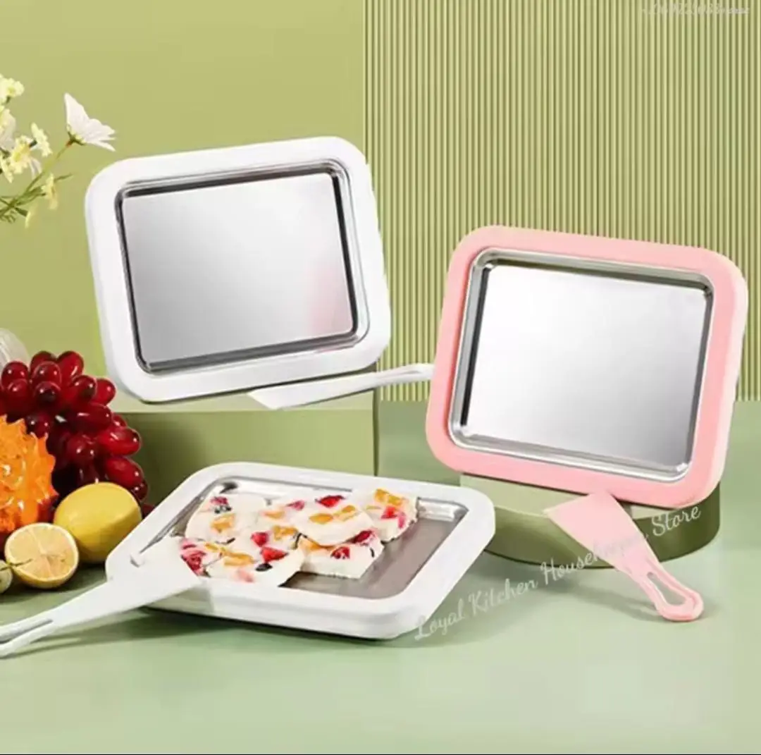 Stainless Steel Ice Cream Maker - With Pan And 2 Scrapers