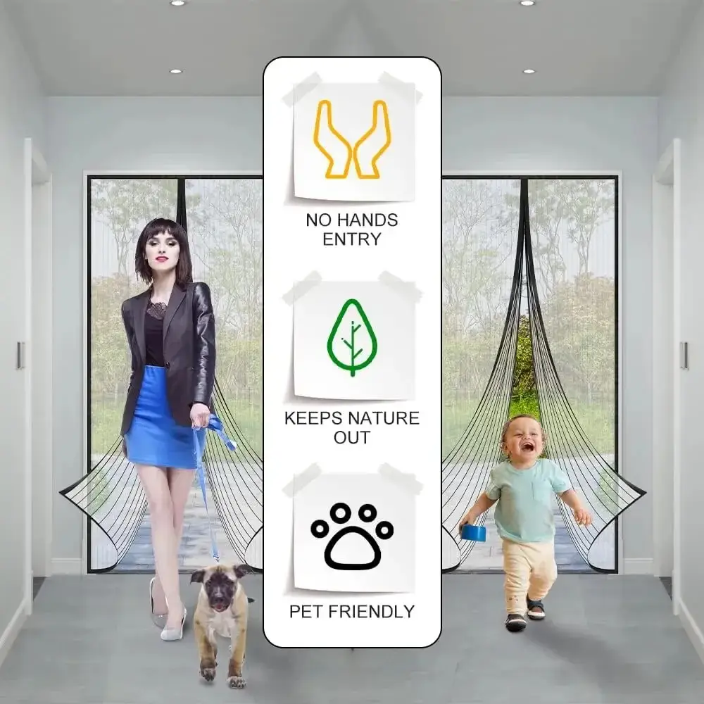 Anti Mosquito Magnetic Mesh Curtain Hands-Free Automatic Closing Screen Door - 100x210cm