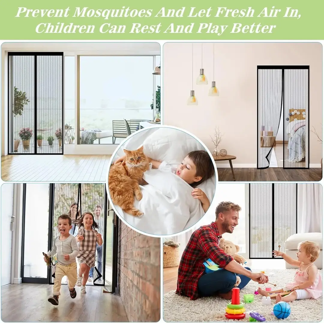 Anti Mosquito Magnetic Mesh Curtain Hands-Free Automatic Closing Screen Door - 100x210cm