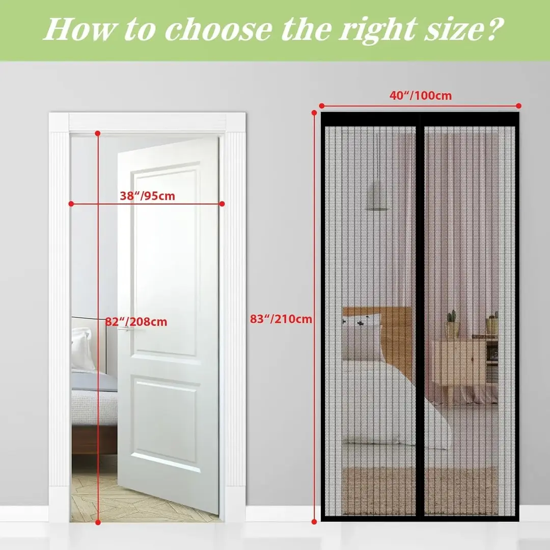 Anti Mosquito Magnetic Mesh Curtain Hands-Free Automatic Closing Screen Door - 100x210cm
