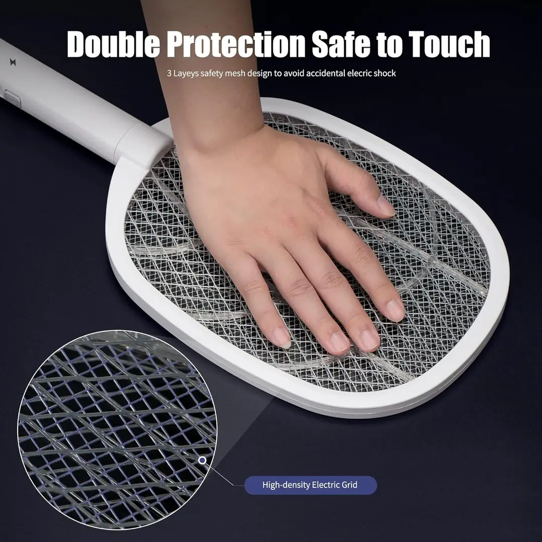 2 In 1 Electric Mosquito Racket Bat with UV Light – Foldable USB Rechargeable Fly Swatter | Insect Killer Bug Zapper with Long Lasting Lithium Battery