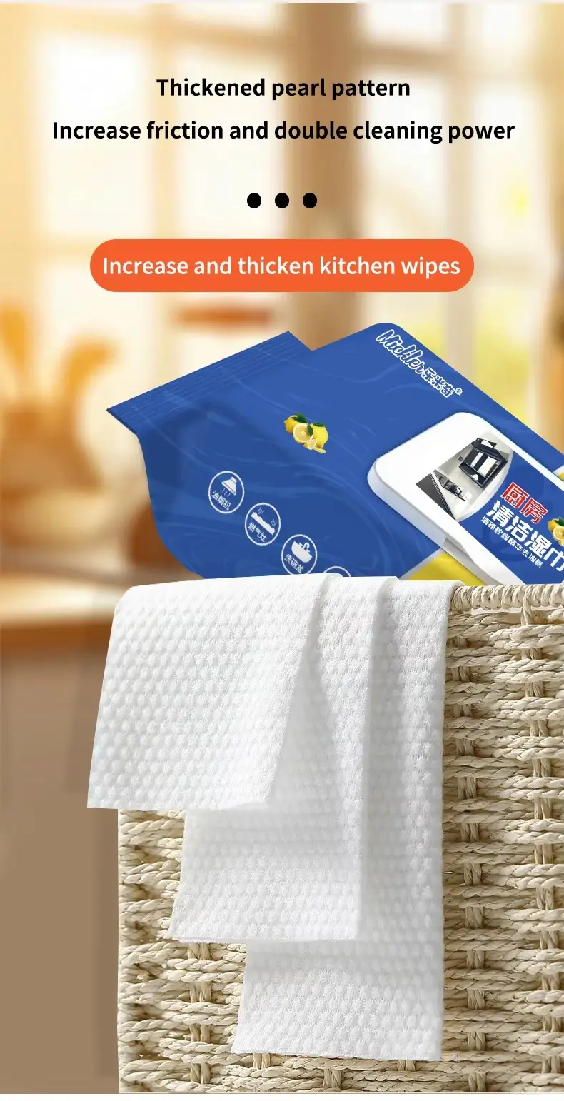 Kitchen Cleaning Wet Wipes Lemon Fragrance 80 Sheets Pack