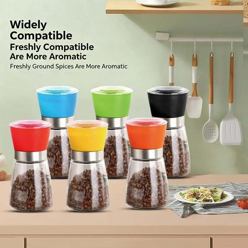 Pepper Grinder Manual Spice Grinder with Glass Bottle