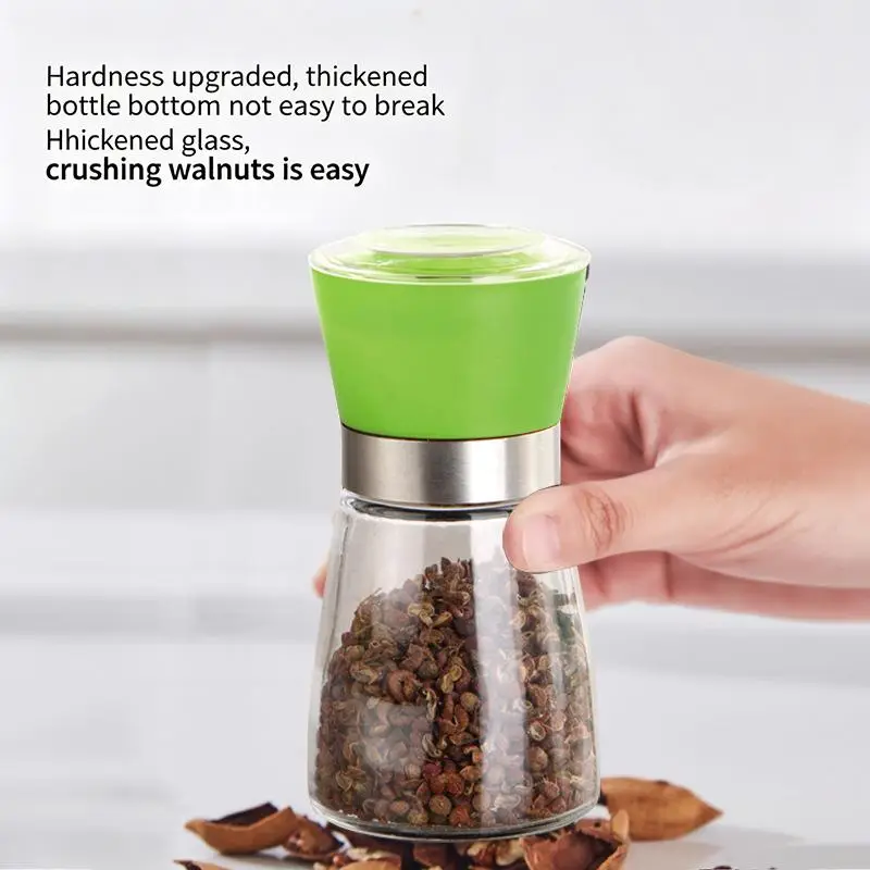 Pepper Grinder Manual Spice Grinder with Glass Bottle