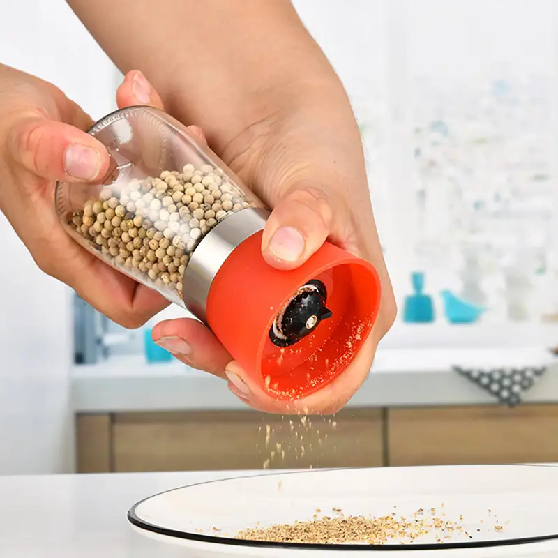 Pepper Grinder Manual Spice Grinder with Glass Bottle
