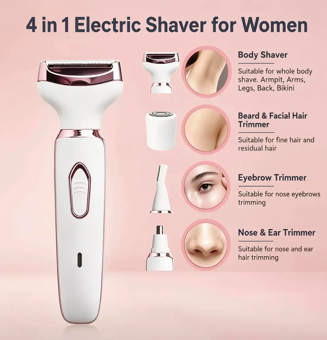 4 in 1 Lady Shaver Beauty Kit Electric Body Hair Trimmer