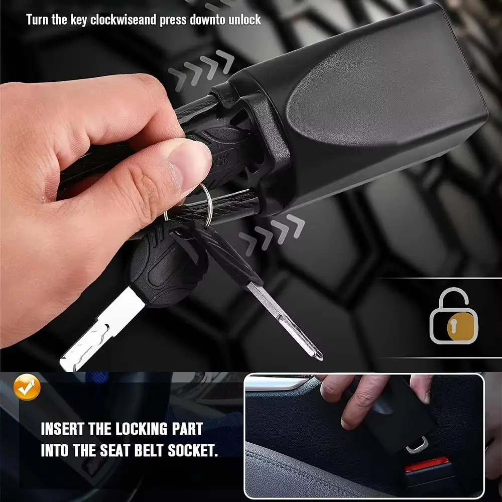 Heavy Duty Car Handbrake Lock - Anti-Theft Steel Wire - Vehicle Gear & Hand Brake Security Lock with Keys - Universal Auto Safety Lock