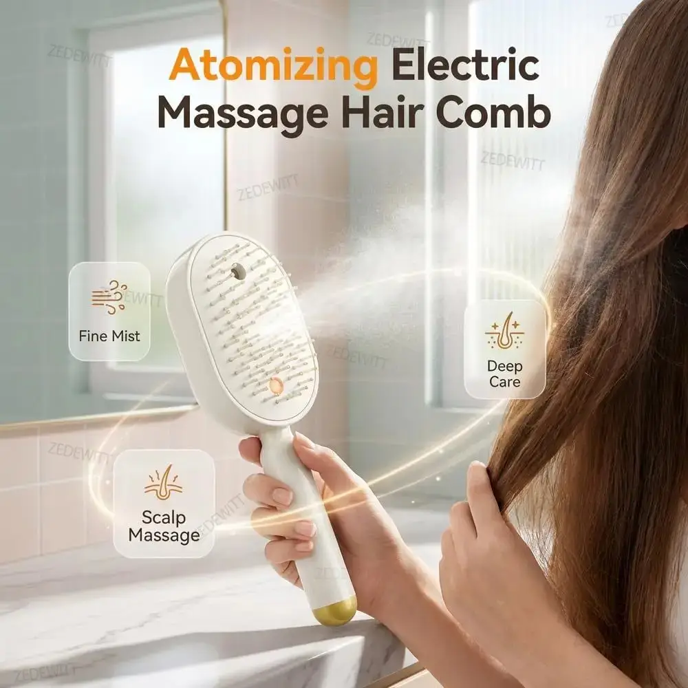 Comb Spray Air Cushion Massage Self-Cleaning Steam Brush