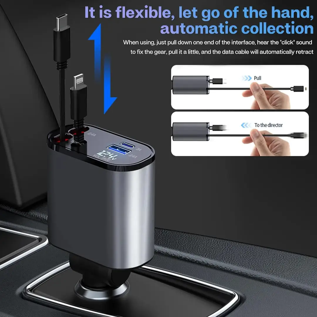 3 in 1 Car Charging Adapter 120WATT FAST charging