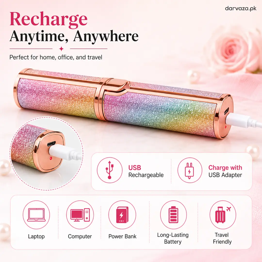 Dry Shave, Wet, Cordless, Rechargeable, Self-Sharpening, Pop-Up Trimmer Women's Facial Hair Removal Pen