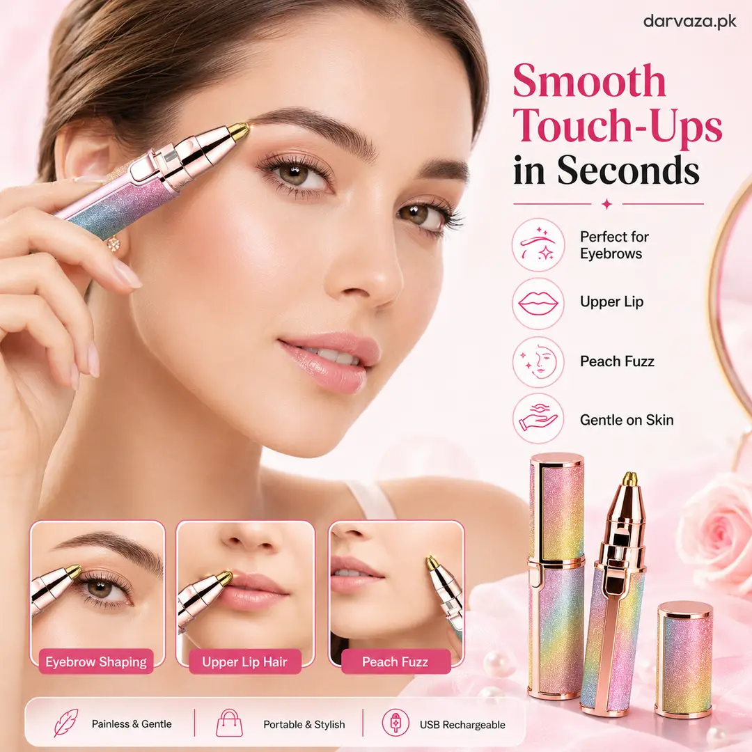 Dry Shave, Wet, Cordless, Rechargeable, Self-Sharpening, Pop-Up Trimmer Women's Facial Hair Removal Pen