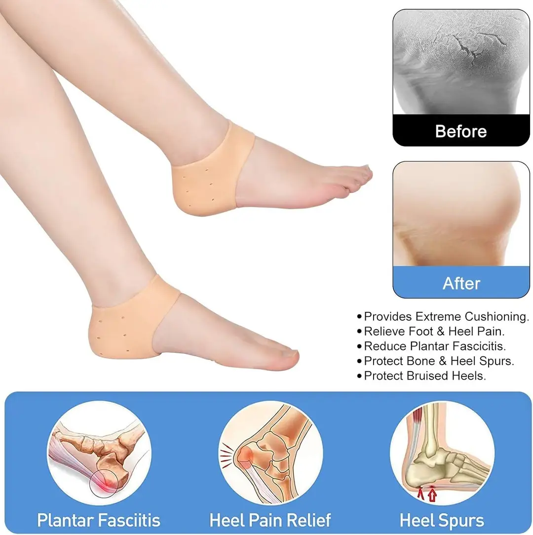 Silicone Half Heel Protector Anti-Crack Heel Sleeve Pair