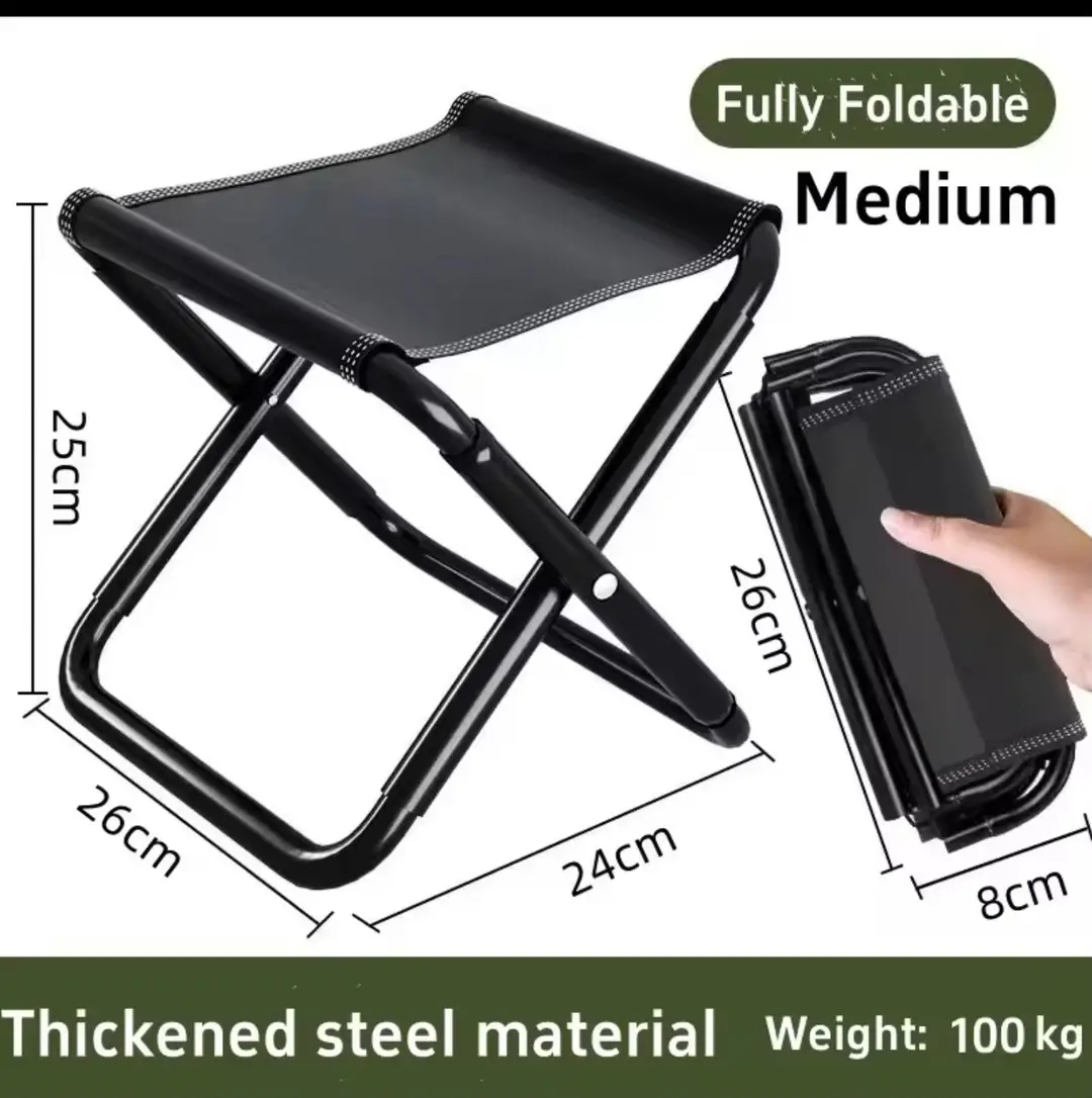 Foldable Steel Stool with Carry Pouch Compact Portable Seat