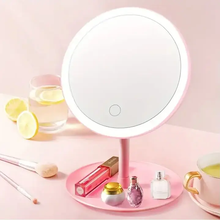 Rechargeable Vanity Mirror with Detachable Storage Tray