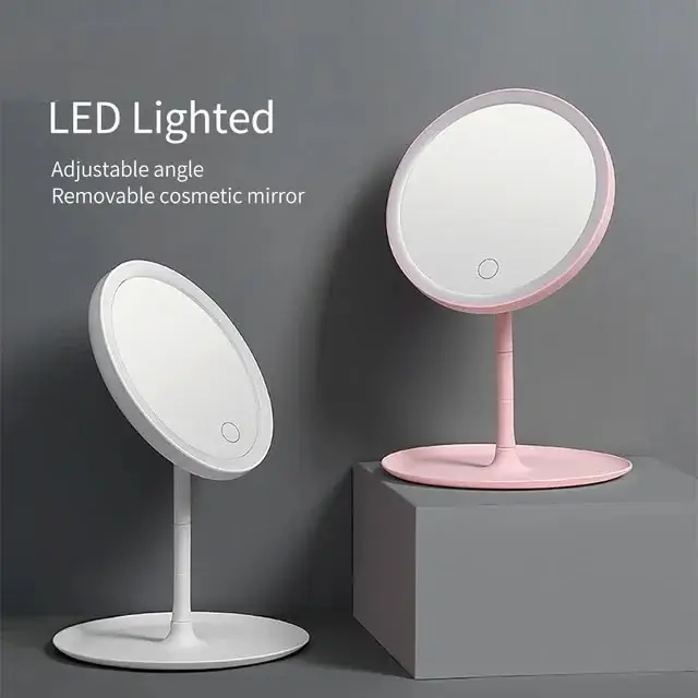 Rechargeable Vanity Mirror with Detachable Storage Tray