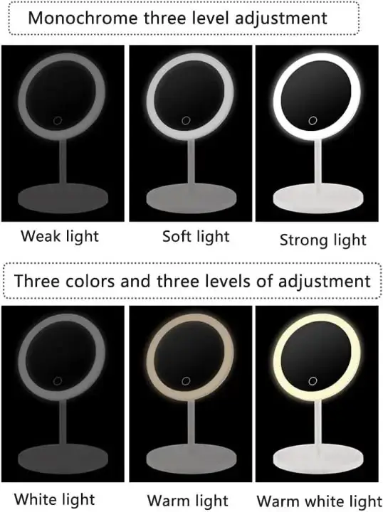 Rechargeable Vanity Mirror with Detachable Storage Tray