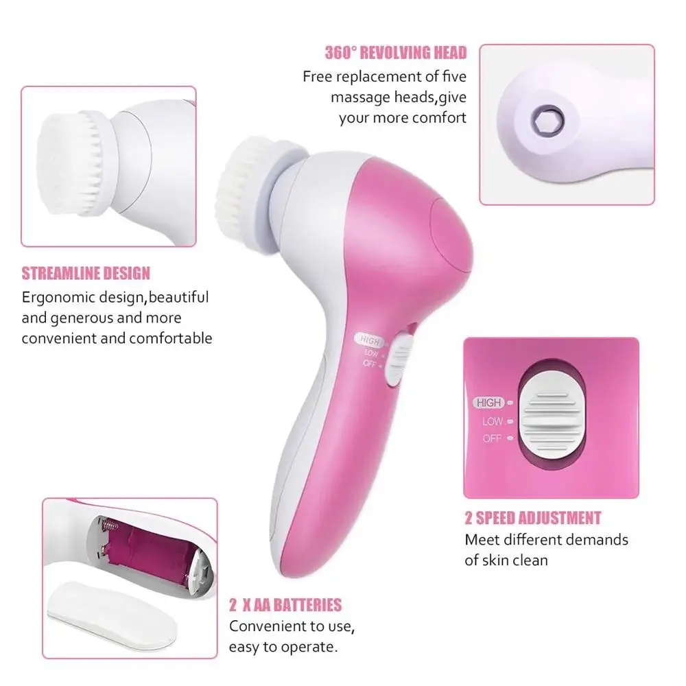 5 in 1 Facial Electric Cleanser & Massager, Multifunctional