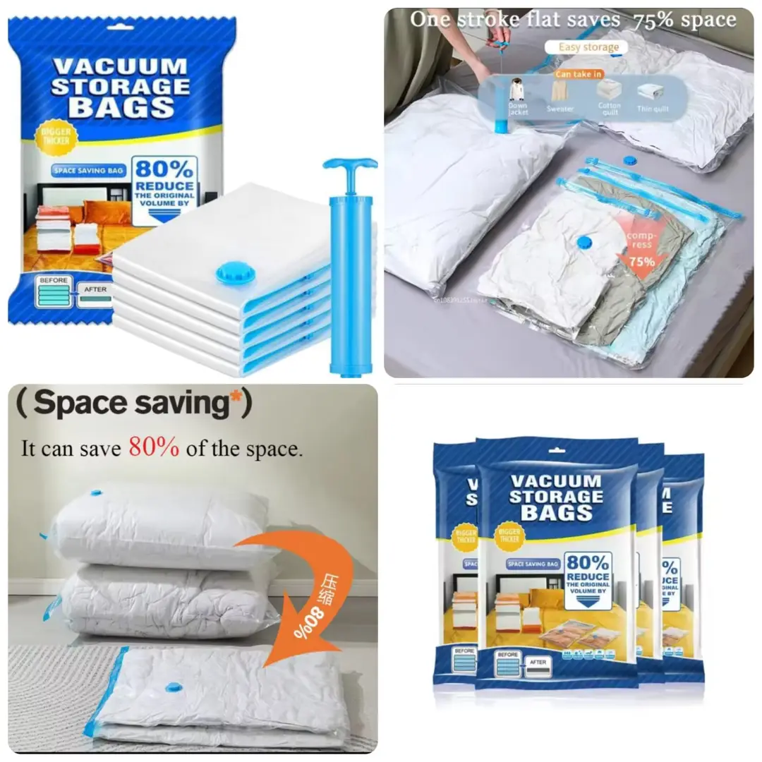 Set of 5 Vacuum Storage Bags with Travel Hand Pump