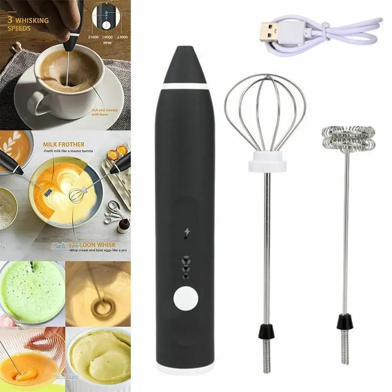 2-in-1 Electric Milk Frother & Coffee Beater – Handheld Cordless Coffee Foamer & Egg Whisk, Mini Coffee Mixer for Latte, Matcha & Hot Chocolate