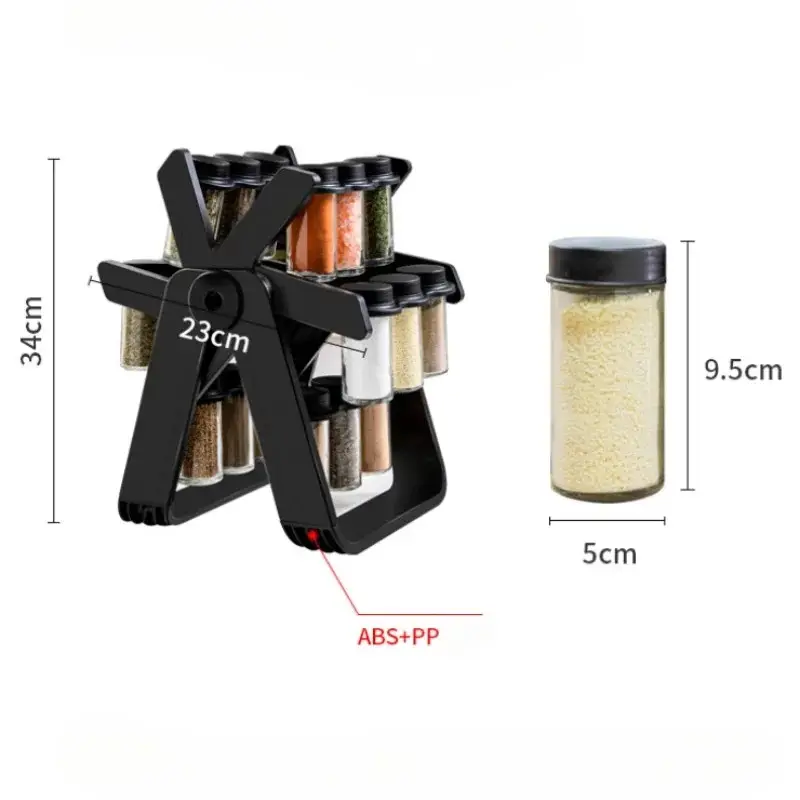 Rotating Spice Rack 18 Pcs Jars Kitchen Masala Organizer