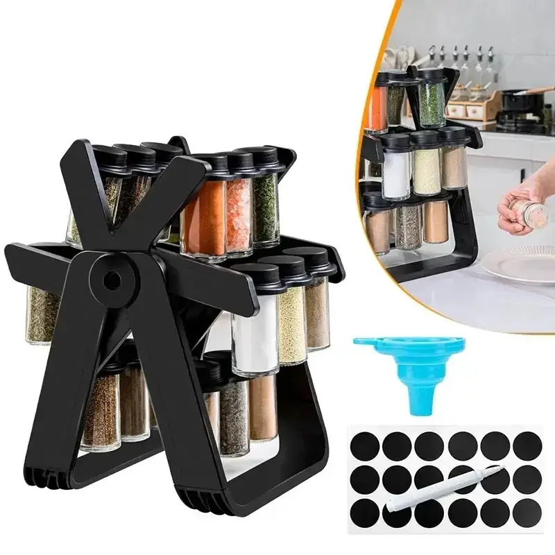 Rotating Spice Rack 18 Pcs Jars Kitchen Masala Organizer