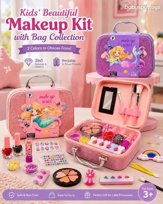 Kids 2 in 1 Beauty Bag Set – Cute Girls Makeup