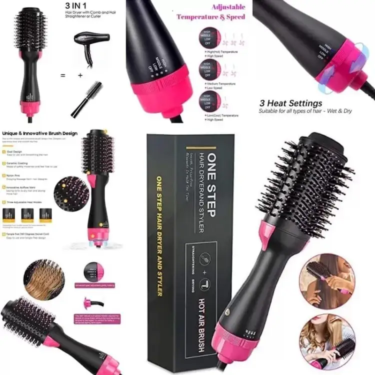 One Step Hair Straightener Brush – Electric Hair Straightening Comb with Ceramic Heating, Anti Static & Fast Heating Styling Brush for Women