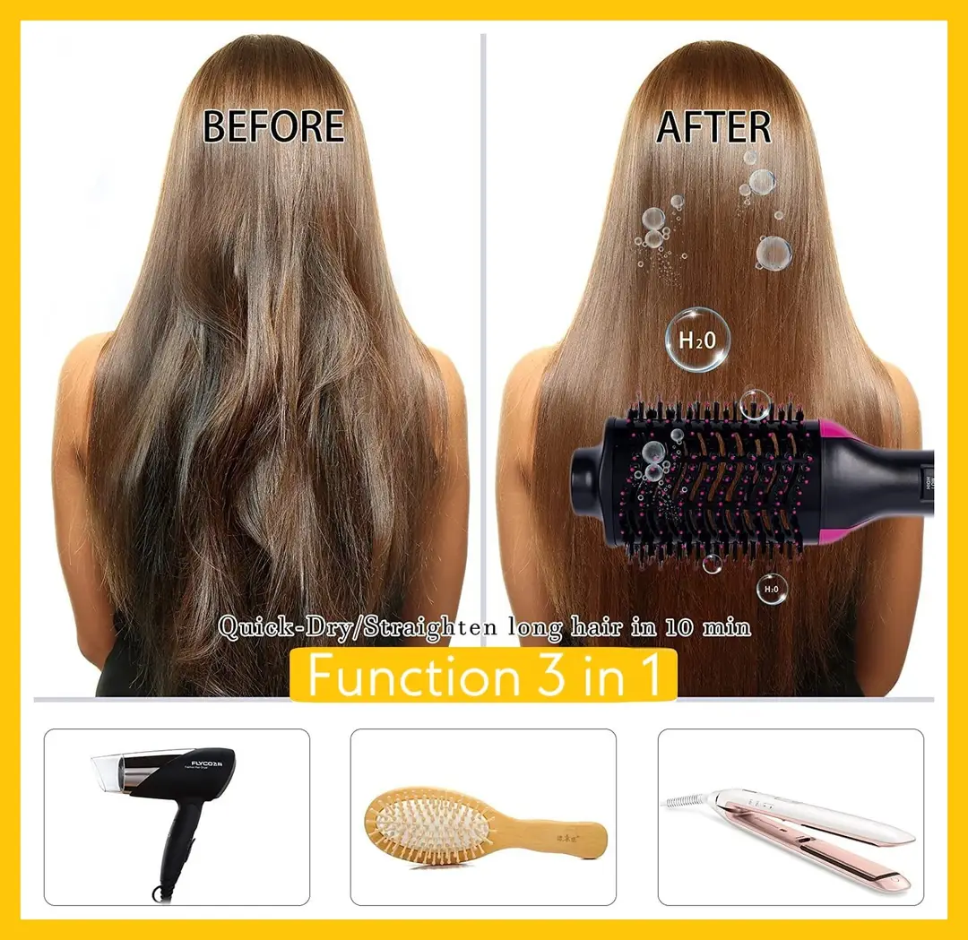 One Step Hair Straightener Brush – Electric Hair Straightening Comb with Ceramic Heating, Anti Static & Fast Heating Styling Brush for Women