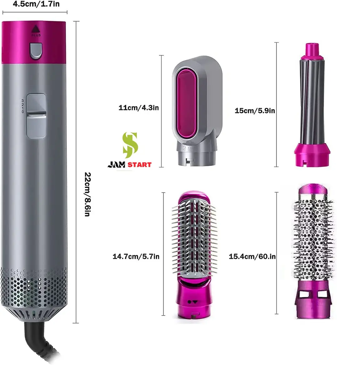 Imported 5-in-1 Hot Air Brush – Hair Straightener & Dryer Brush with Hair Volumizer, Electric Styling Brush for Hair Drying, Smoothing & Styling