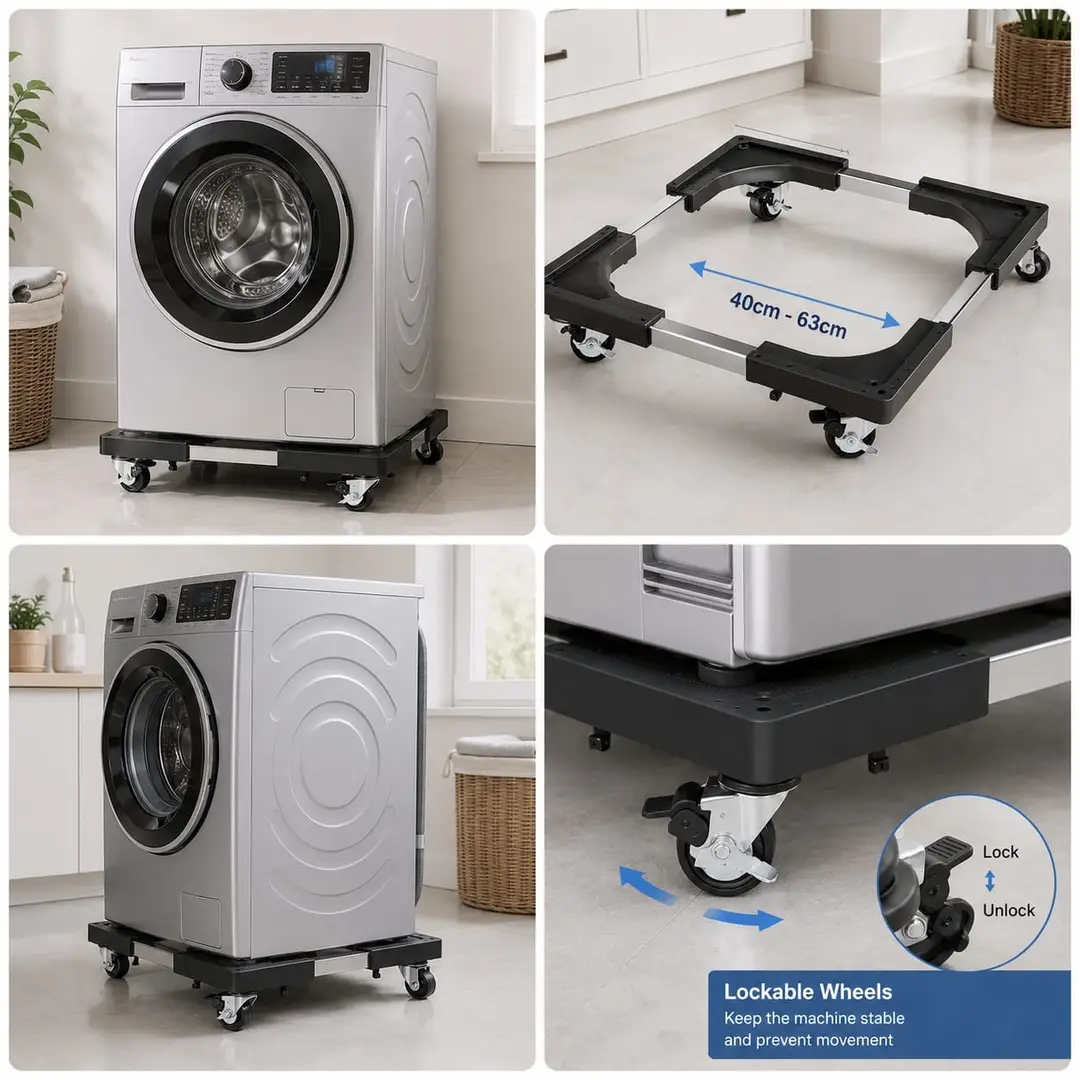 Multifunction Movable Washing/Fridge Stand with Wheel